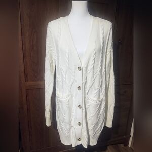 Crown & Ivy Cable Knit Sweater Cardigan Sz M